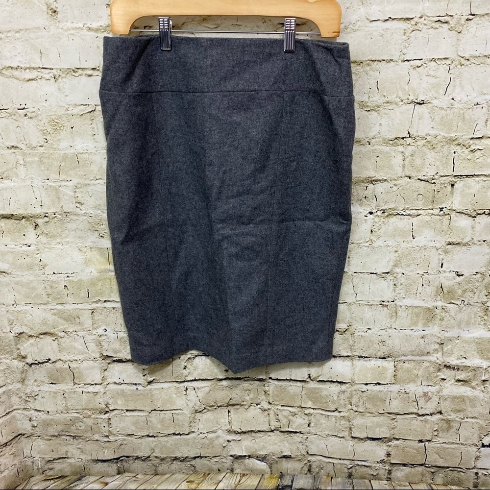 Dalia Collections Gray Wool Career Lined Pencil Skirt